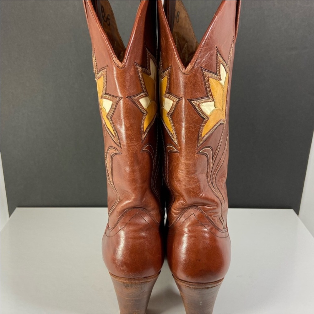 Dan Post Women’s Leather Mid Calf Brown Cowboy Boots Sz 8 EUC - Picture 5 of 13